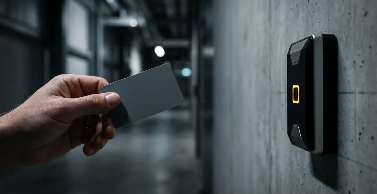 Badge d'accès professionnel RFID dans un contexte de système de contrôle d'accès sécurisé