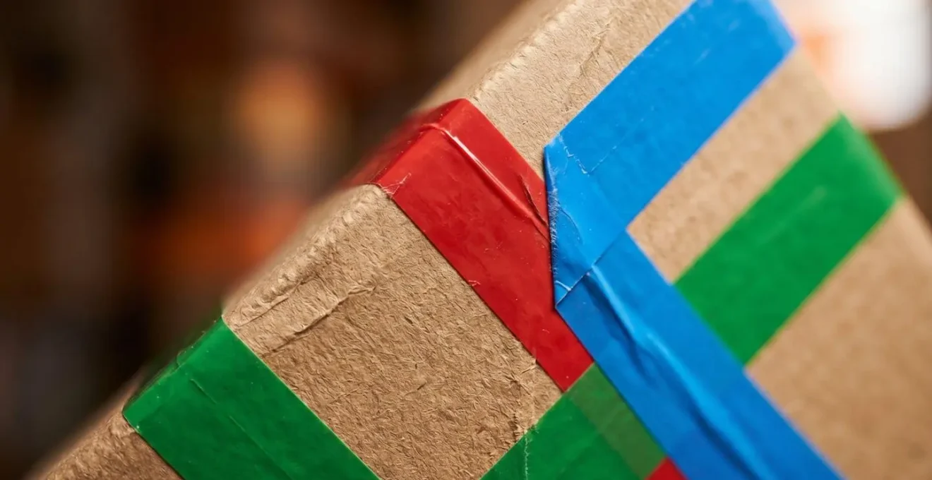 Système de marquage visuel sur cartons de déménagement avec codes couleur pour priorisation