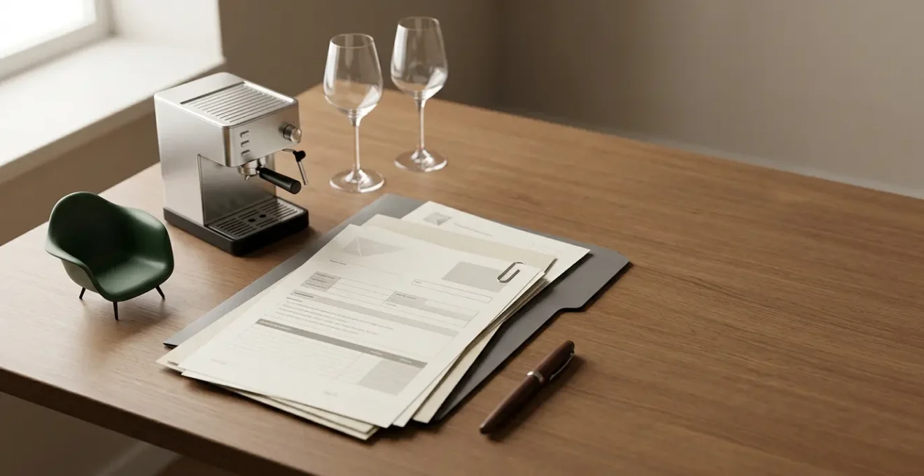 Formulaire administratif et objets de valeur symbolisant la protection des biens lors d'un déménagement