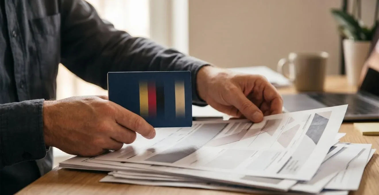 Préparation d'un dossier administratif urgent avec documents de voyage pour déménagement international