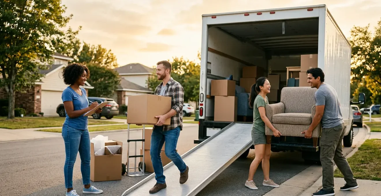 Organisation d'un déménagement entre amis avec camion et équipe coordonnée