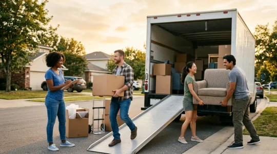 Organisation d'un déménagement entre amis avec camion et équipe coordonnée