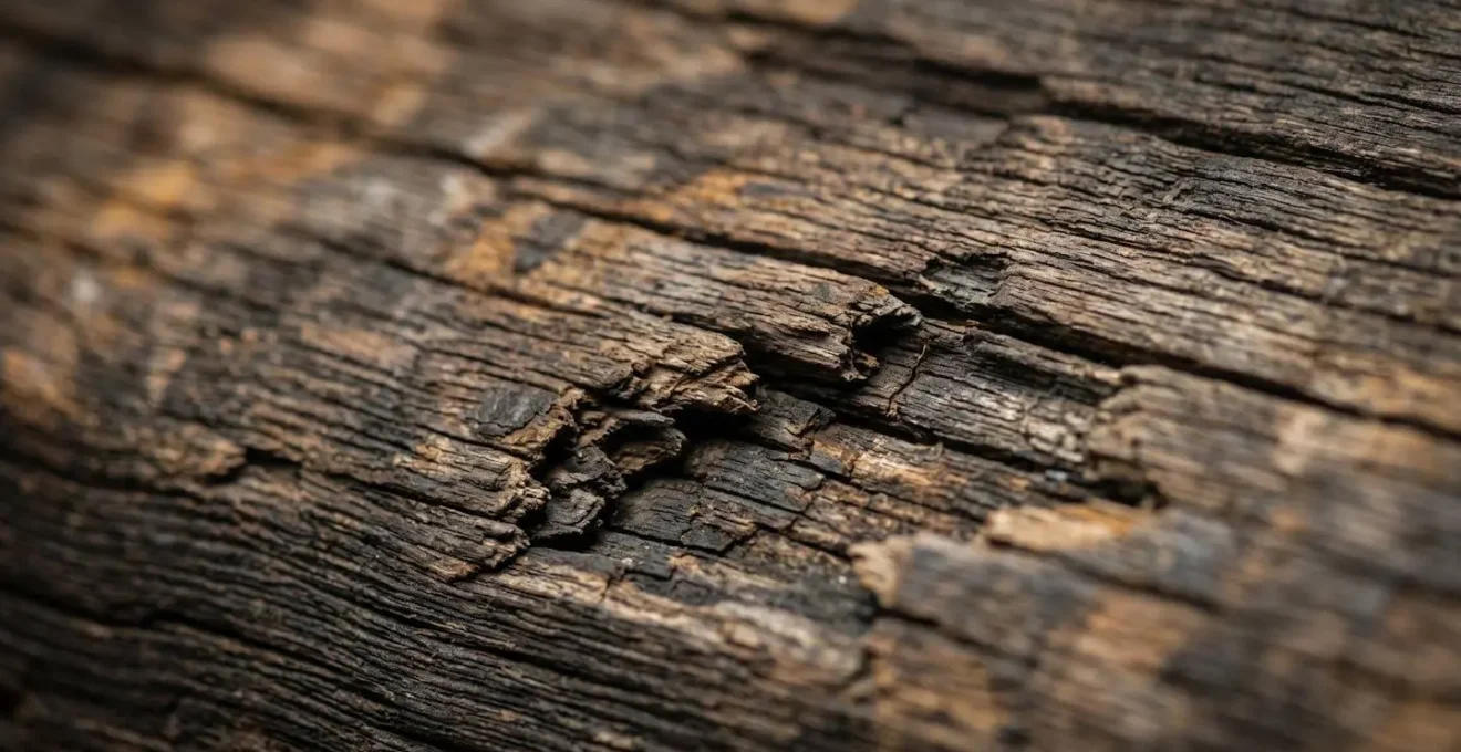 Humidimètre professionnel mesurant le taux d'humidité dans une poutre de charpente ancienne