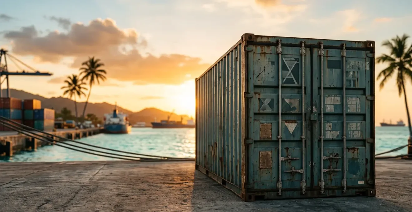 Conteneur maritime optimisé pour déménagement vers les DOM-TOM avec organisation méthodique des effets personnels
