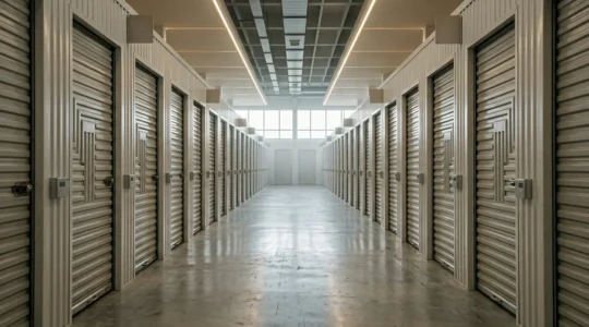 Espace de stockage professionnel avec biens protégés contre agressions environnementales