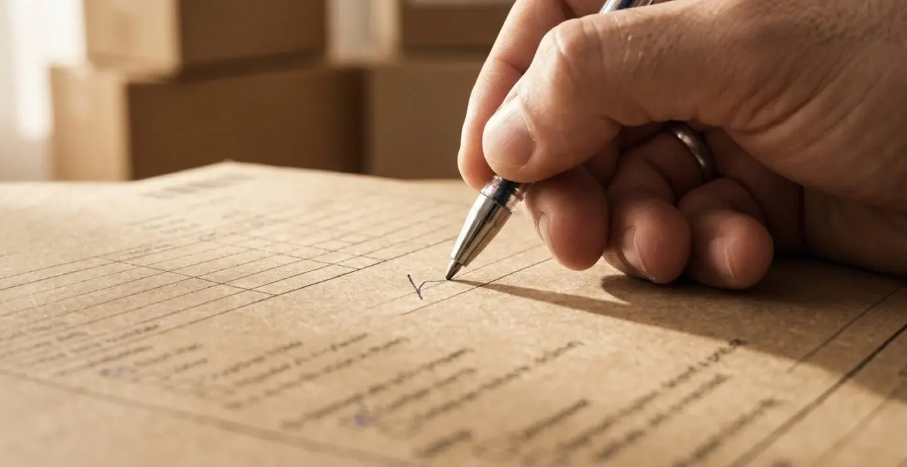 Signature d'un document de livraison avec réserves lors d'un déménagement