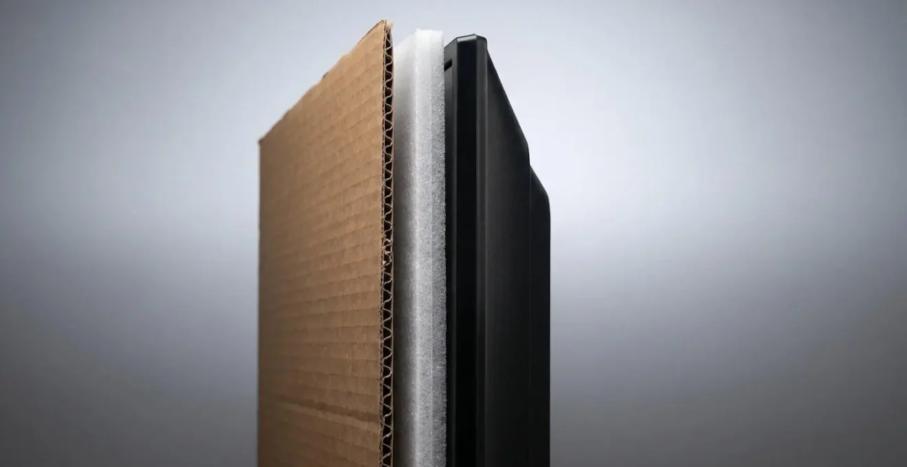 Technique de protection d'un écran de télévision avec plaque rigide et film mousse